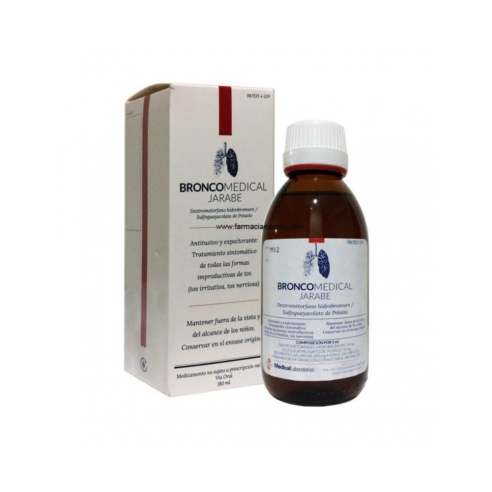BRONCOMEDICAL CON  DEXTROMETORFANO Y SULFOGUAYACOL 2 MG/ML + 10 MG/ML JARABE 1 FRASCO 180 ML