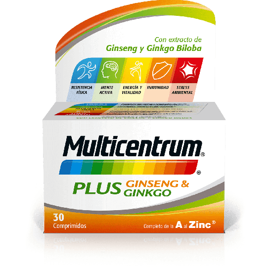 MULTICENTRUM RENDIMIENTO PLUS 30 COMPRIMIDOS (GINSENG ROJO JAPONES Y GINKGO BILOBA)