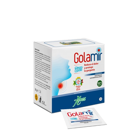 ABOCA GOLAMIR 2ACT 20 COMPRIMIDOS (REDUCE EL DOLOR Y PROTEGE LA GARGANTA)