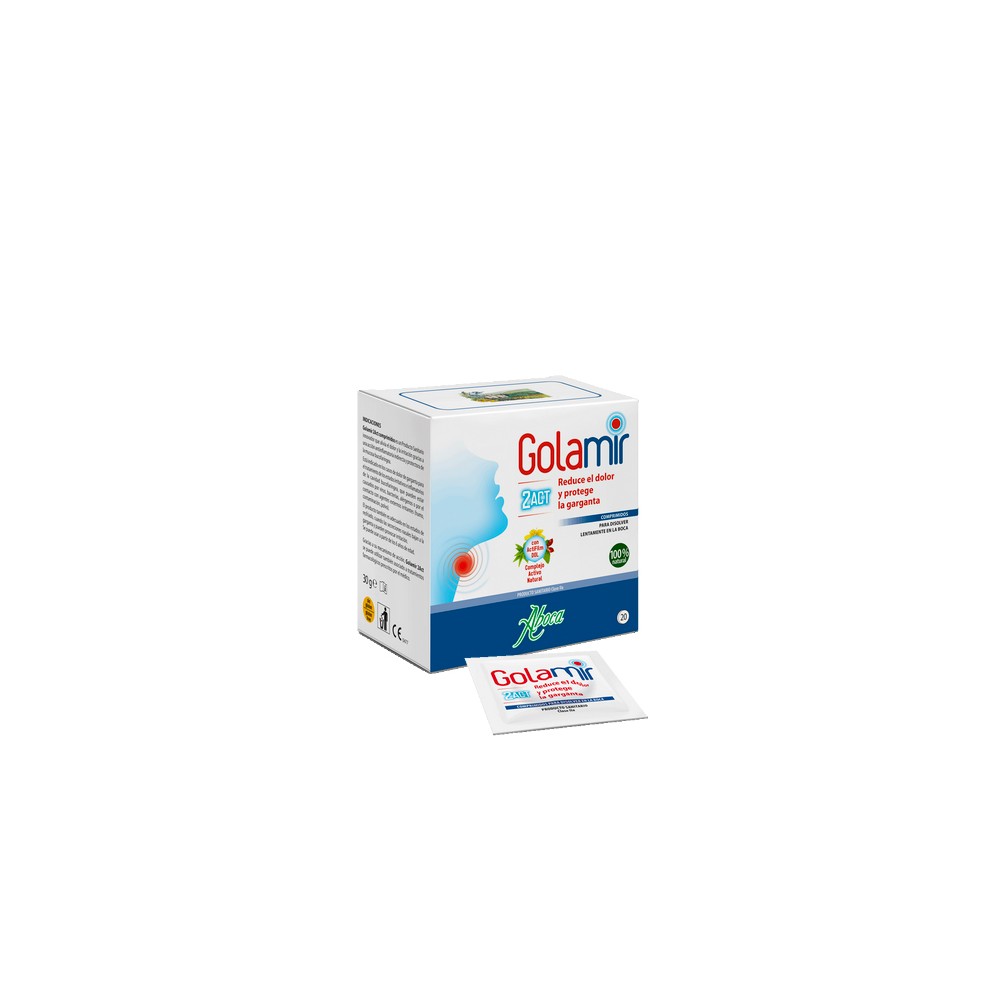 ABOCA GOLAMIR 2ACT 20 COMPRIMIDOS (REDUCE EL DOLOR Y PROTEGE LA GARGANTA)