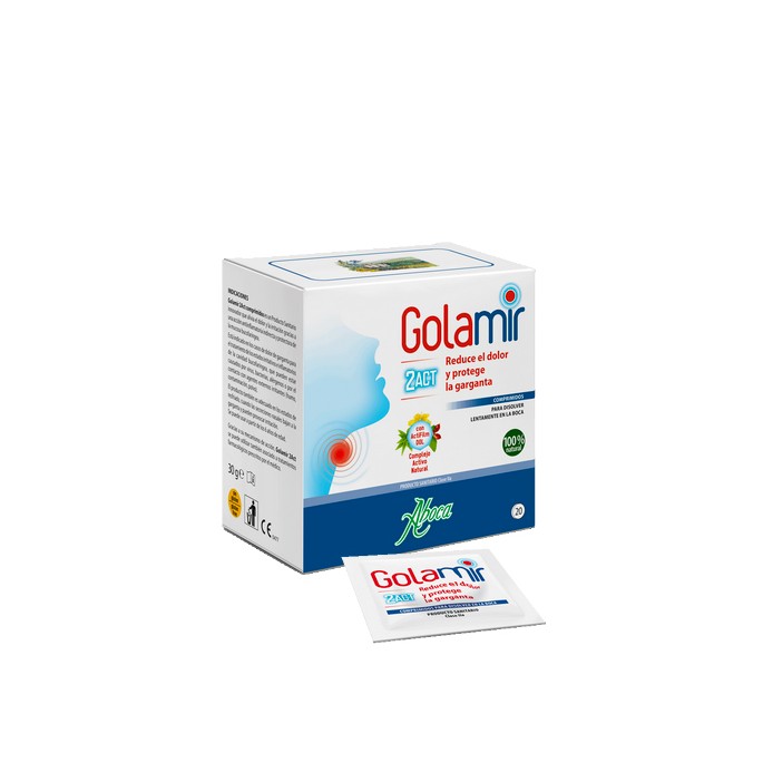 ABOCA GOLAMIR 2ACT 20 COMPRIMIDOS (REDUCE EL DOLOR Y PROTEGE LA GARGANTA)