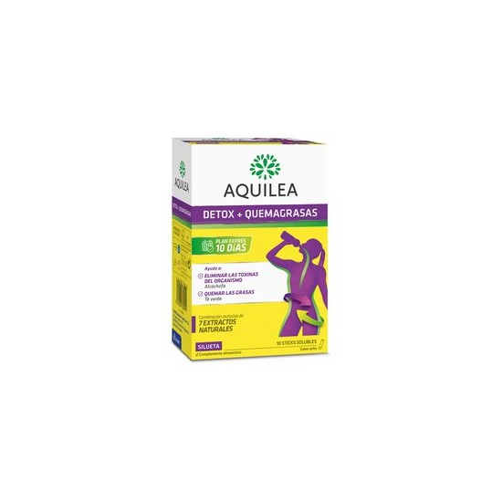 AQUILEA DETOX + QUEMAGRASAS FORTE 10 STICKS (ALCACHOFA, BOLDO, COLA DE CABALLO, ALOE VERA, ABEDUL, P