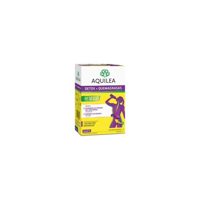 AQUILEA DETOX + QUEMAGRASAS FORTE 10 STICKS (ALCACHOFA, BOLDO, COLA DE CABALLO, ALOE VERA, ABEDUL, P