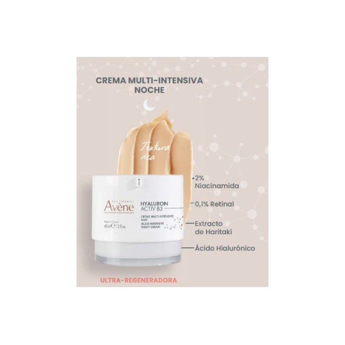 AVENE HYALURON ACTIV B3 CREMA NOCHE MULTI INTENSIVA (RETINAL 0.1% + NIACINAMIDA 3% + ACIDO HIALURONI