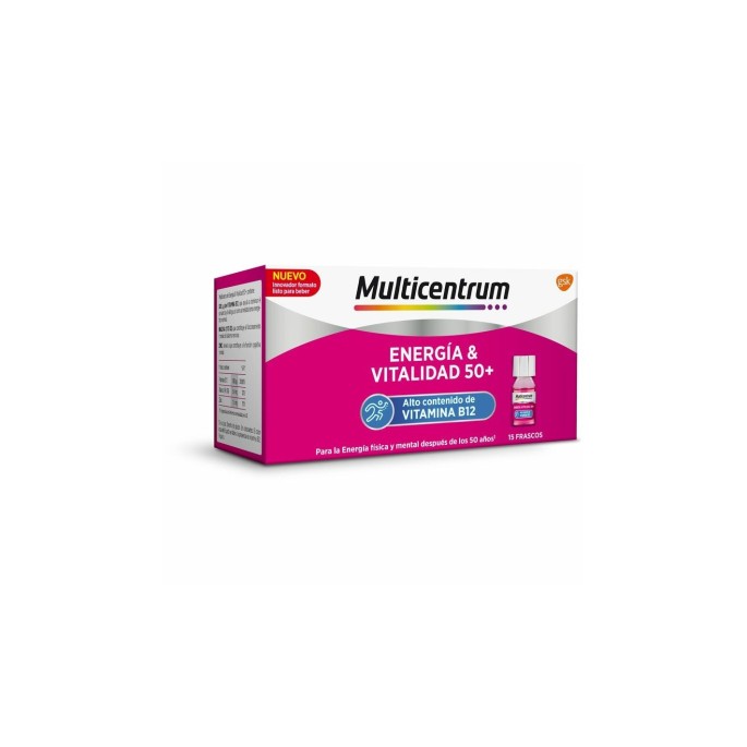 MULTICENTRUM ENERGIA Y VITALIDAD 50+ 15 VIALES (VITAMINA B12, VITAMINA B3 Y ZINC) MEMORIA, INTELECTO