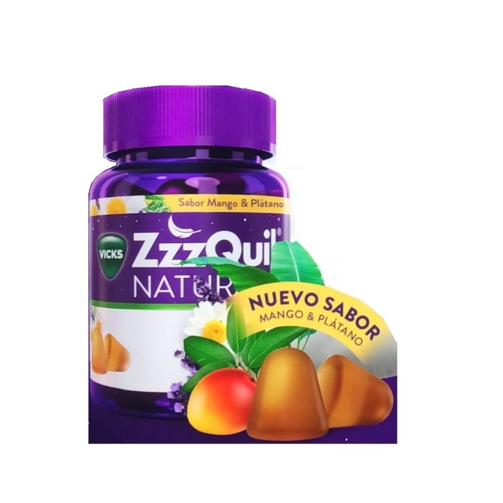 ZZZQUIL NATURA 60 GOMINOLAS SABOR MANGO Y PLATANO (MELATONINA 1 MG, LAVANDA, CAMOMILA Y VALERIANA Y
