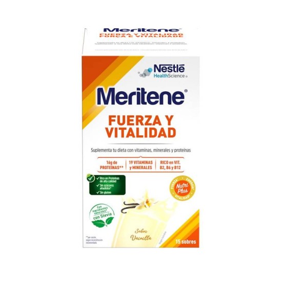 MERITENE FUERZA Y VITALIDAD BATIDO VAINILLA 15 SOBRES DE 30 GRAMOS