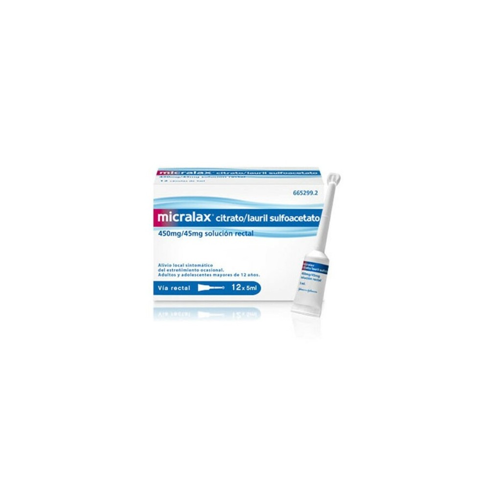 MICRALAX CITRATO/LAURIL SULFOACETATO 450 mg/ml + 45 mg/ml SOLUCION RECTAL 12 ENEMAS 5 ml