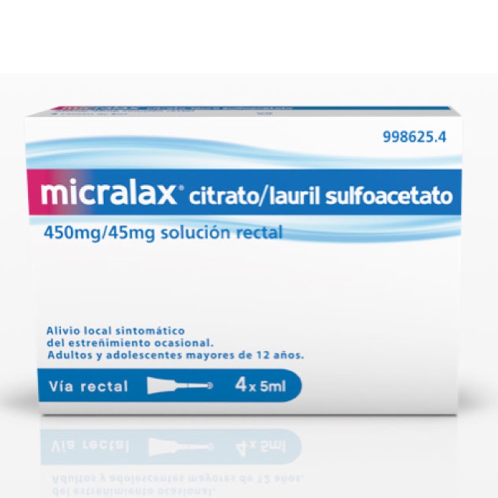 MICRALAX CITRATO/LAURIL SULFOACETATO 450 mg/ml + 45 mg/ml SOLUCION RECTAL 4 ENEMAS 5 ml